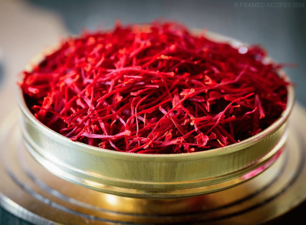 Close-up of premium saffron threads
